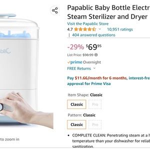 New in Box Papablic baby bottle steam sterilizer and dryer.